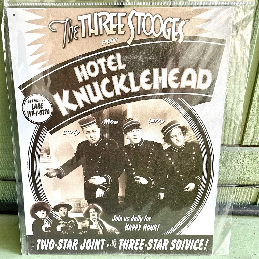 NEW Three Stooges Hotel Knucklehead Metal Sign